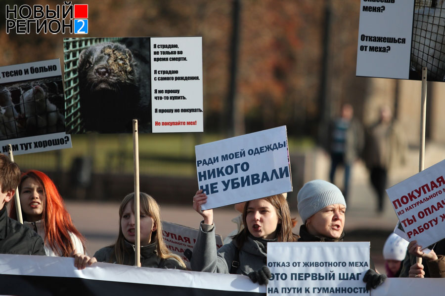 Спаси жизнь – откажись от шубы (ФОТОРЕПОРТАЖ) / В Челябинске прошел Антимеховой марш